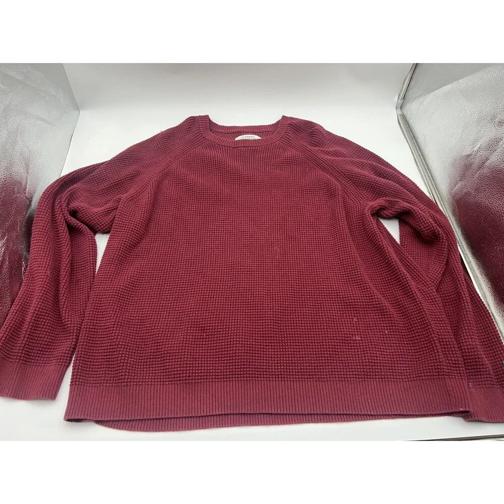 REI Co-op Men Red XL crewneck Sweater Wallace Lake Waffle Knit Thermal Pullover